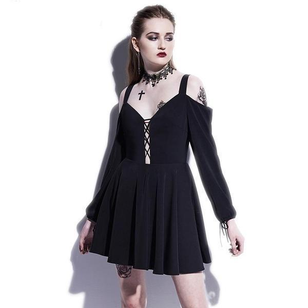 Girls' Gothic Lace-Up Street Style Dress - The Black Ravens