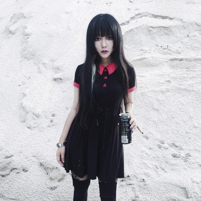 Girl's Gothic Red Collar Bow Dress - The Black Ravens