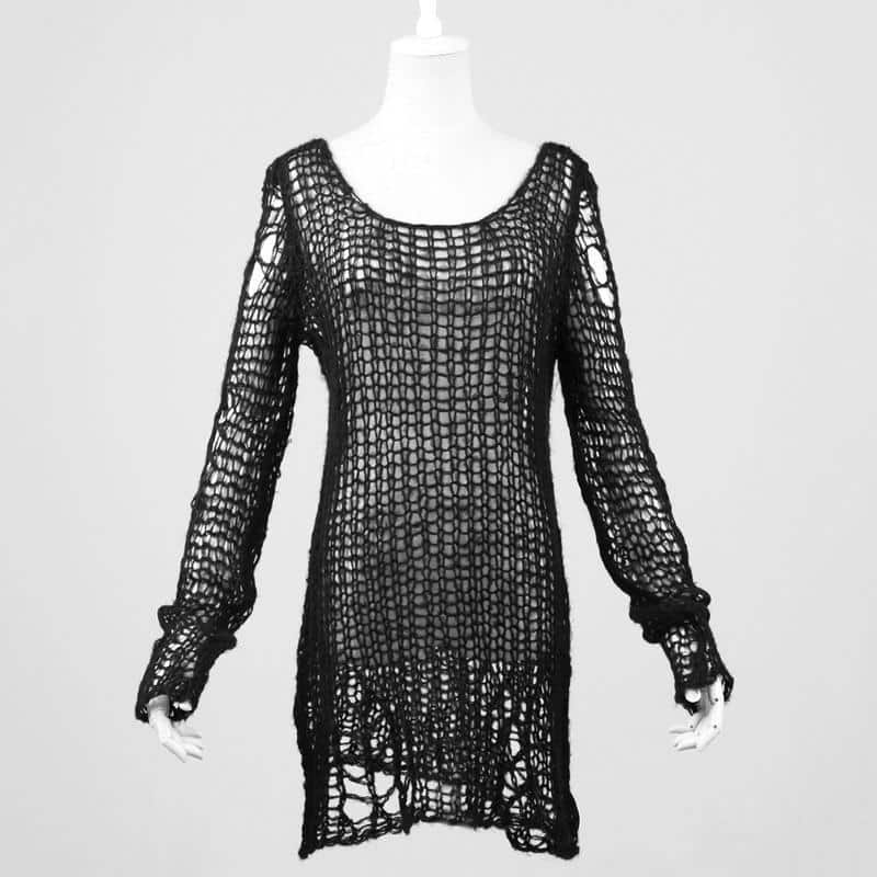 Goth Lady Sexy Torn Sweater - The Black Ravens