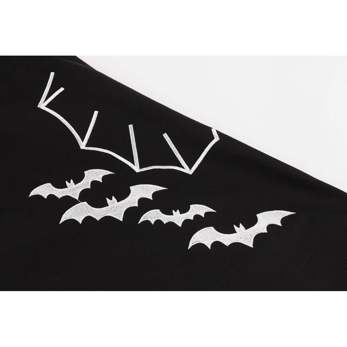 Gothic Bat Printed Black Halloween Dress - The Black Ravens