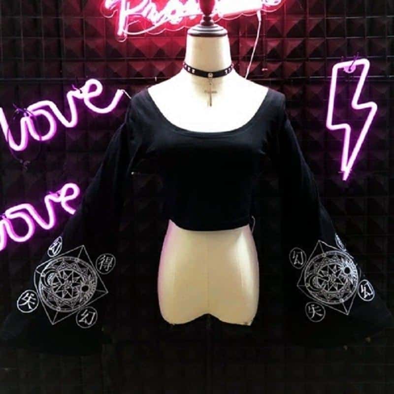 Gothic Full Sleeve Sexy Crop Top - The Black Ravens