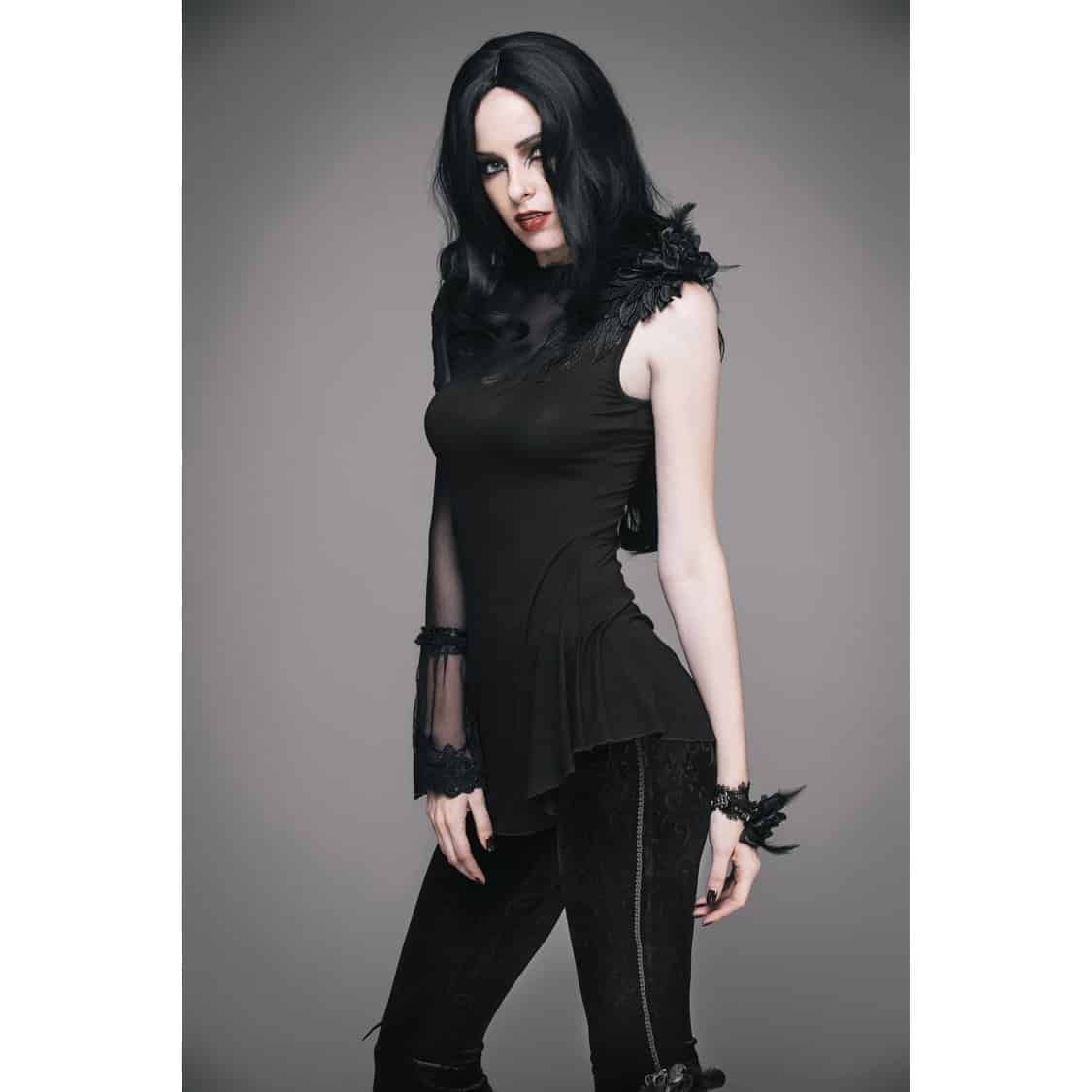 Gothic Lady Sexy Transparent Sleeveless Top - The Black Ravens