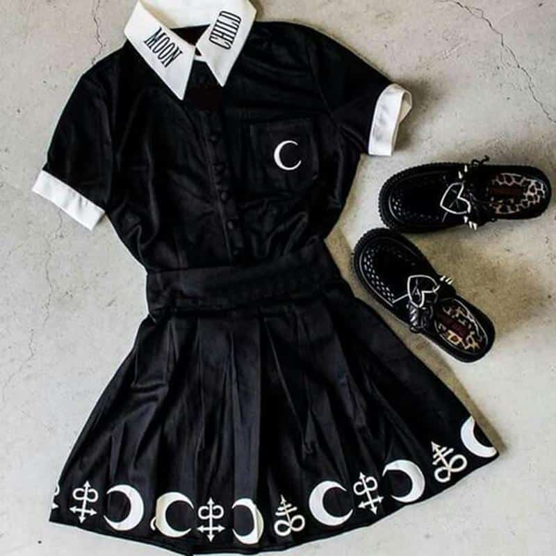 Gothic Moon Child Collared Female Blouse - The Black Ravens