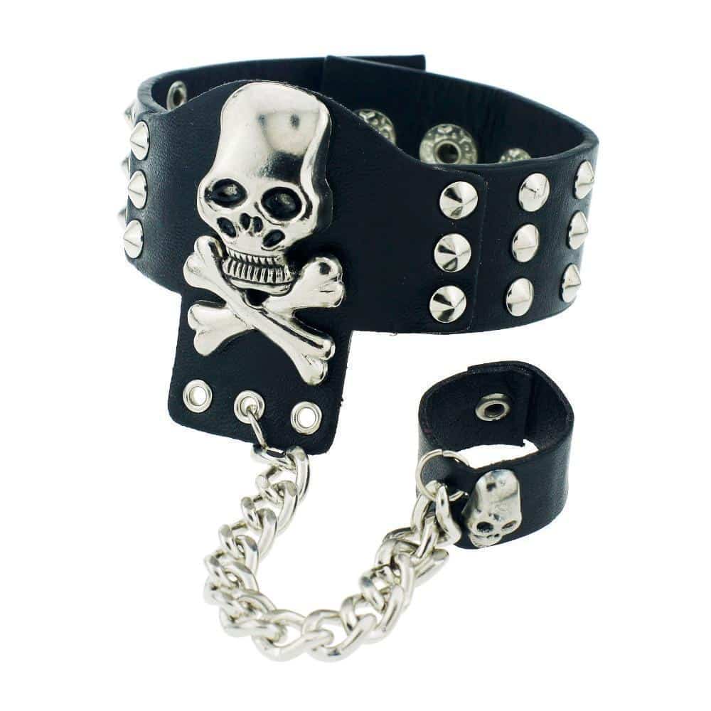 Gothic Skulls and Chain Link Cuff For Men and Women - The Black Ravens