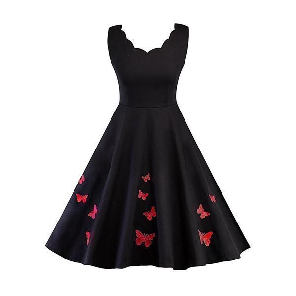 Gothic Vintage Butterfly Party Dress - The Black Ravens