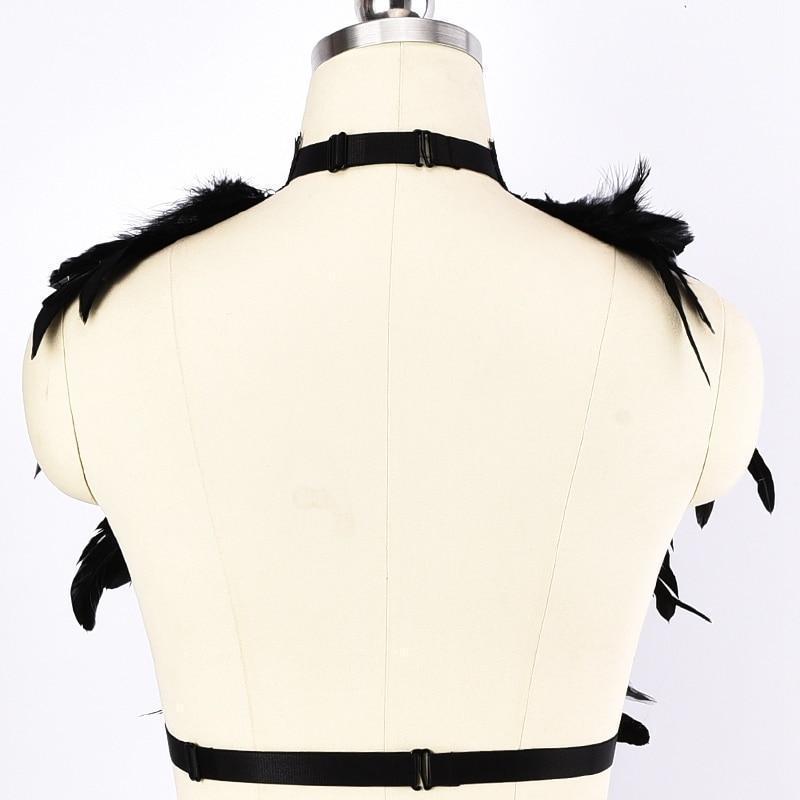 Halter Choker Bust Feathers Cage - The Black Ravens