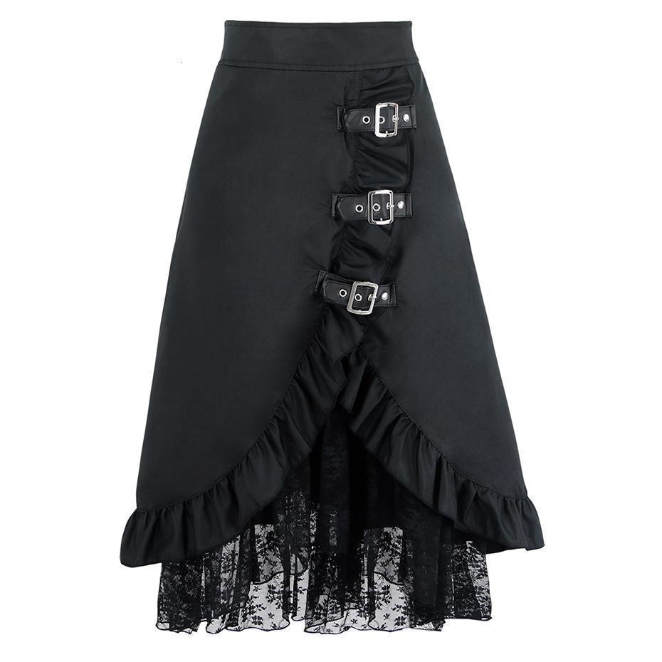 High Waist Black Vintage Lace Skirts - The Black Ravens