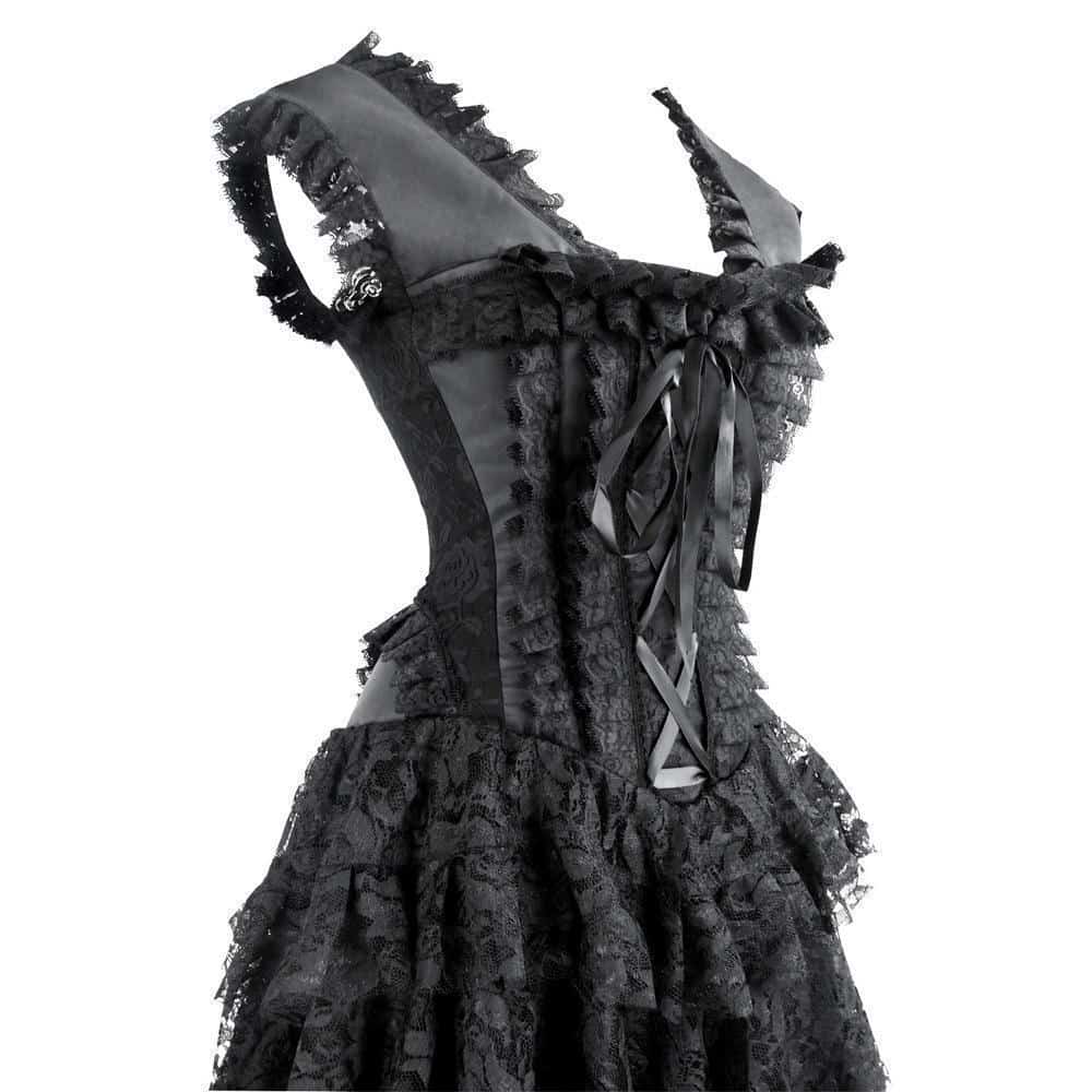 Hot Long Gothic Asymmetrical Lace Corsets - The Black Ravens