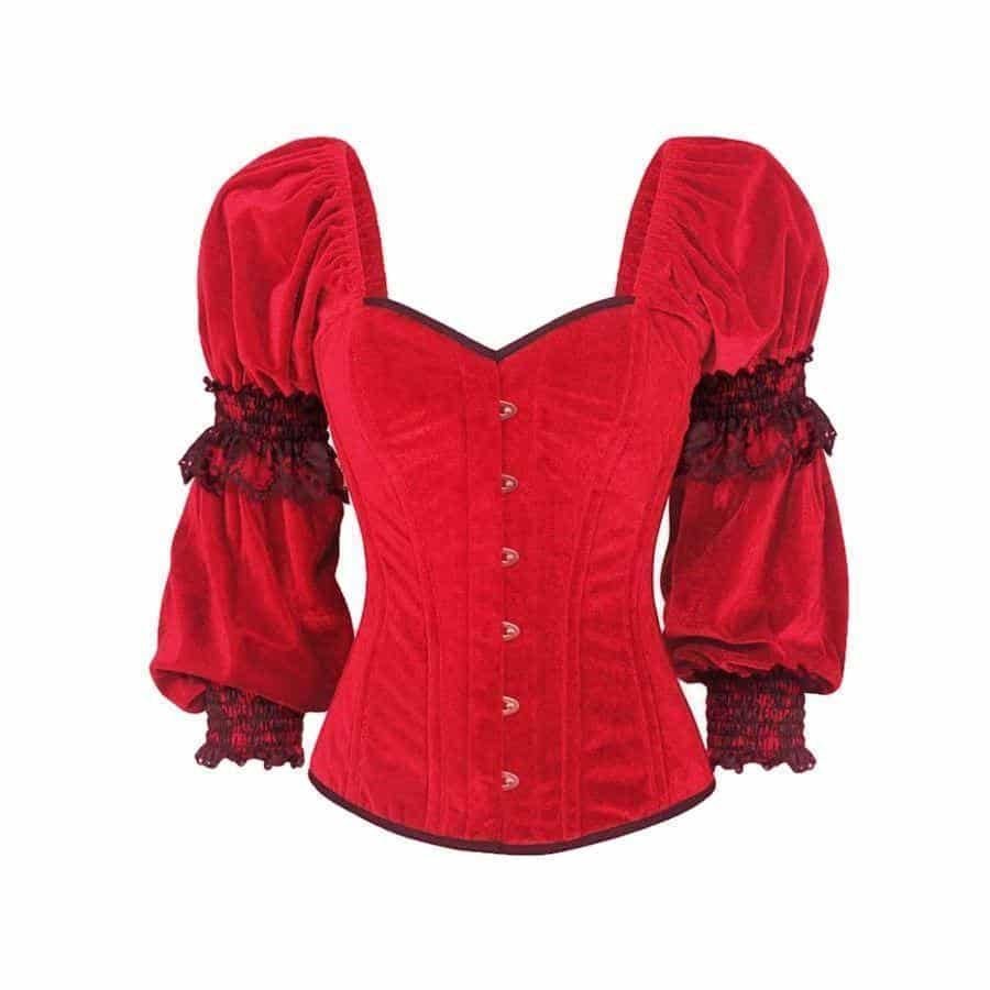 Hot Red Vintage Slim Casual Lace Corset - The Black Ravens
