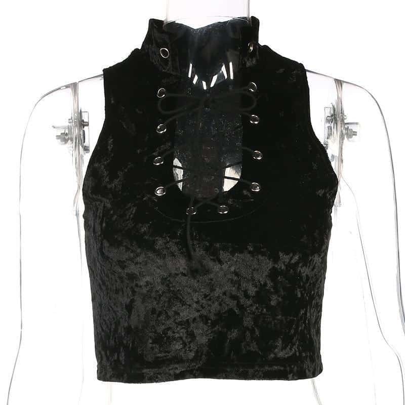 Hot Velvet Lace Bandage Tank Top - The Black Ravens