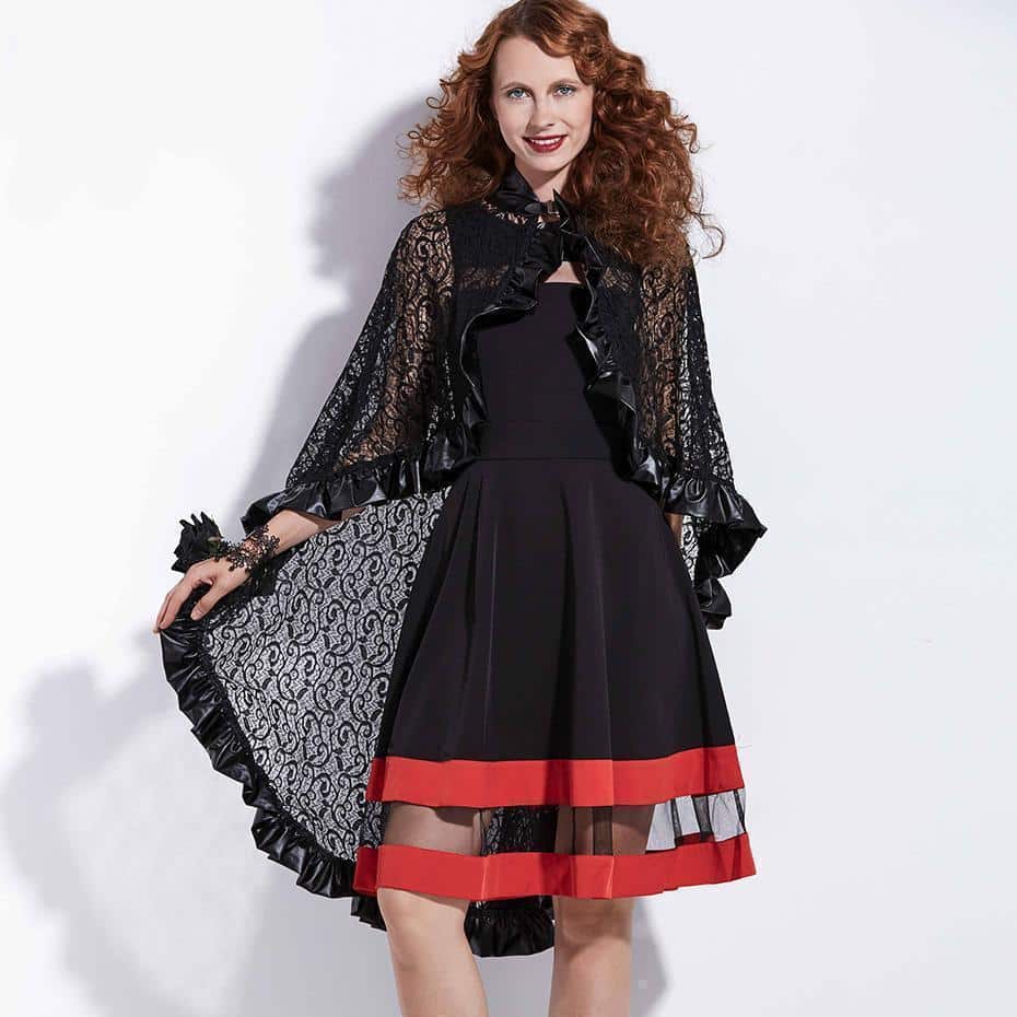 Lace and Leather Women's Cloak - The Black Ravens