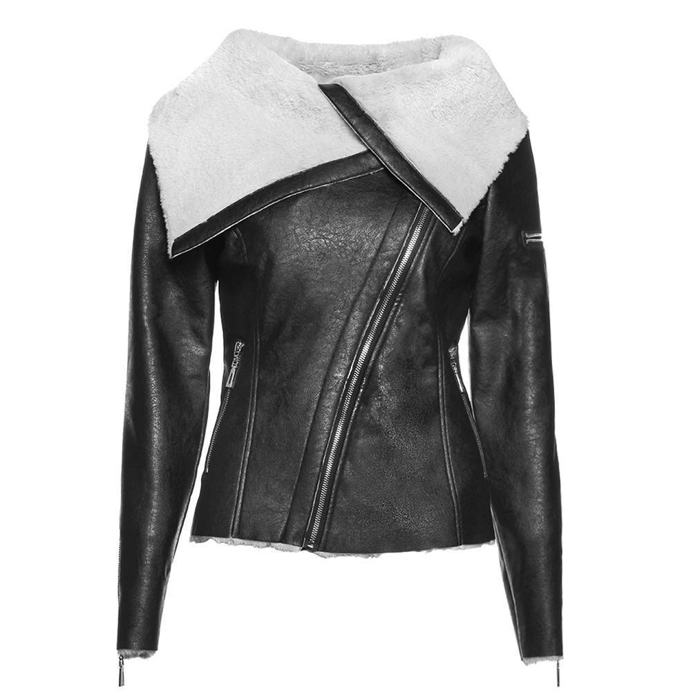 Ladies' Asymmetrical Leather Jacket - The Black Ravens