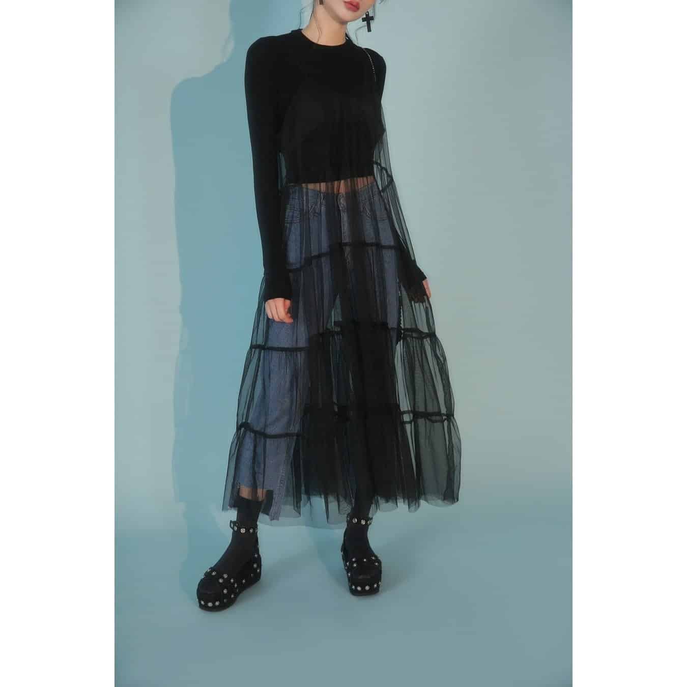 Ladies Vintage Mesh Skirt Long Dress - The Black Ravens