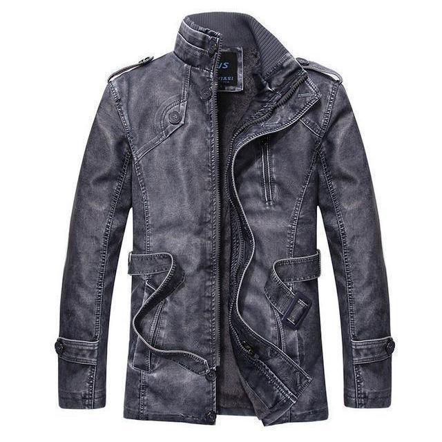 Men's Thick Leather and Suede Fleece Jacket - The Black Ravens