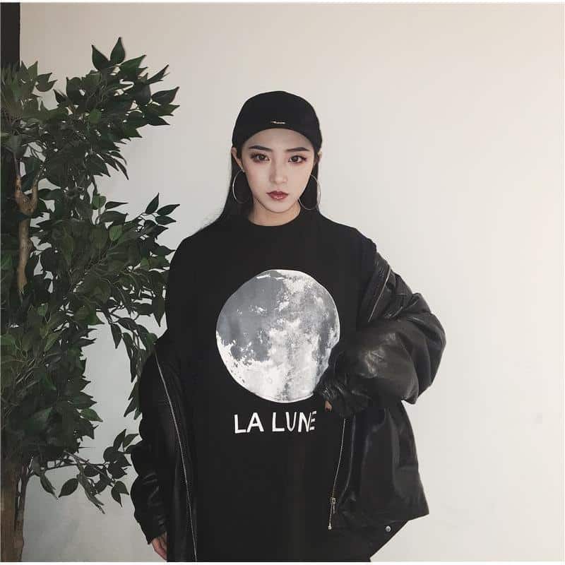 Mysterious Moon Print Ladies Loose Shirt - The Black Ravens