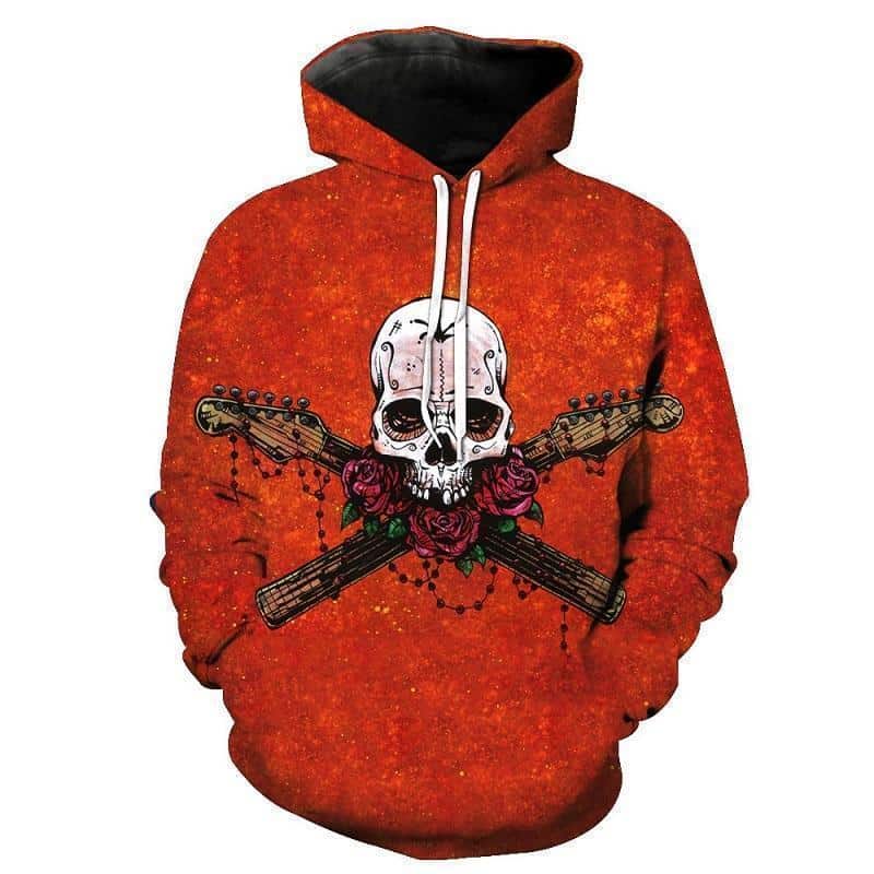 Orange Abstract Musician Skull Hoodie - The Black Ravens