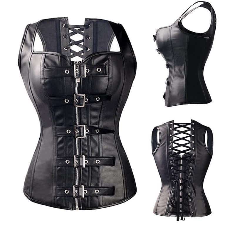 Steampunk Steel-Boned Lace-Up Overbust Corset - The Black Ravens