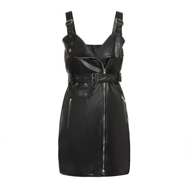 PU Leather Women's Belted Punk Bodycon - The Black Ravens