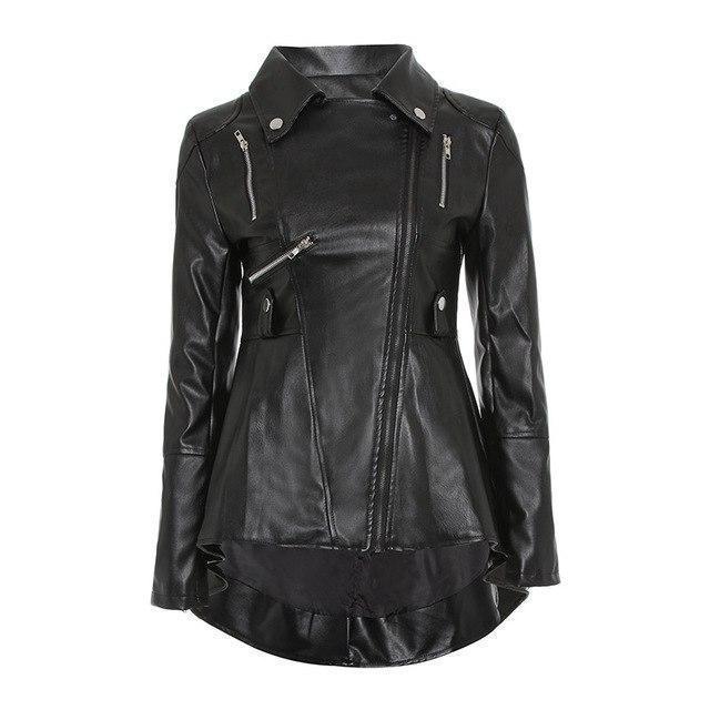 Punk Ladies' Long Leather Jacket - The Black Ravens
