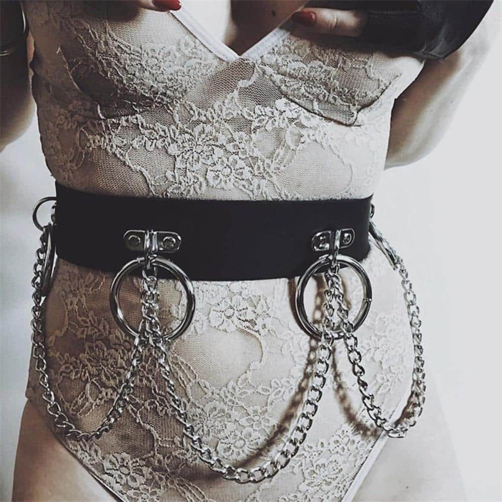 Punk Style Ladies' Belt Chain and Rings - The Black Ravens