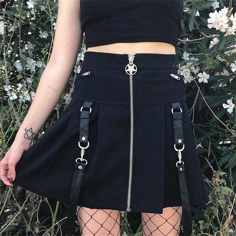 Punk Zippered Sexy Suspender Skirt - The Black Ravens