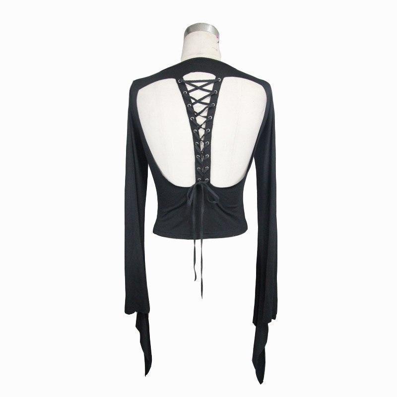 Sexy Backless Lace Up Full Sleeve Top - The Black Ravens