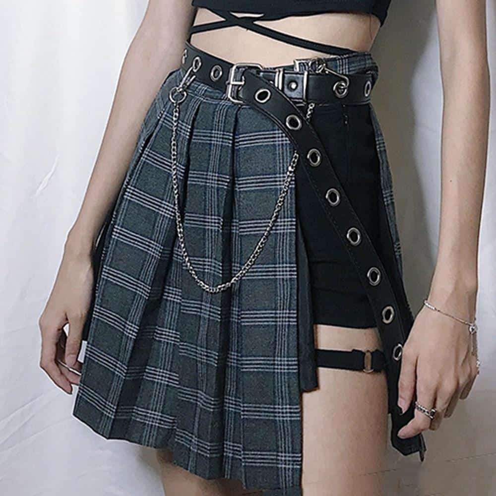 Sexy Bandage Plaid Punk Skirt - The Black Ravens