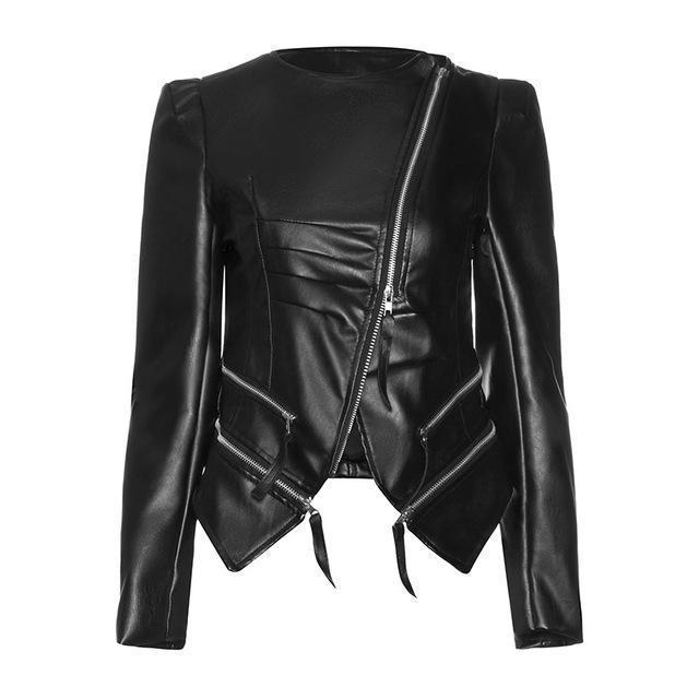 Sexy Cropped Leather Biker Jacket - The Black Ravens
