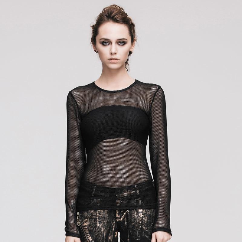 Sexy Full Sleeve See-Through Gothic Top - The Black Ravens