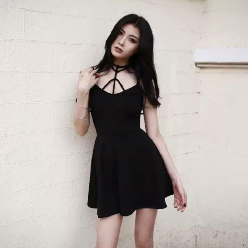 Sexy Gothic Halter Mini Dress - The Black Ravens