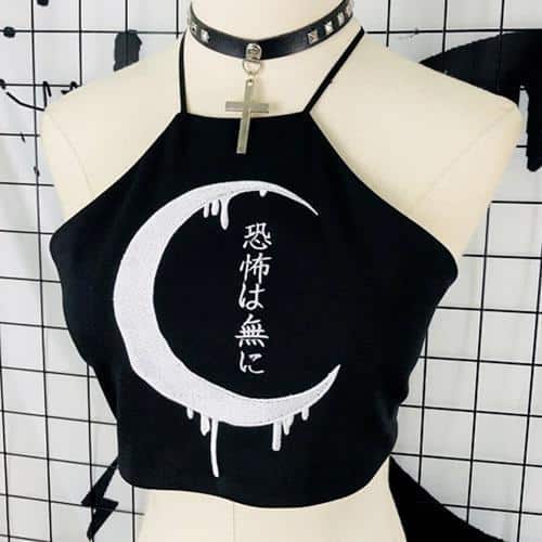 Sexy Gothic Moon Design Crop Top - The Black Ravens