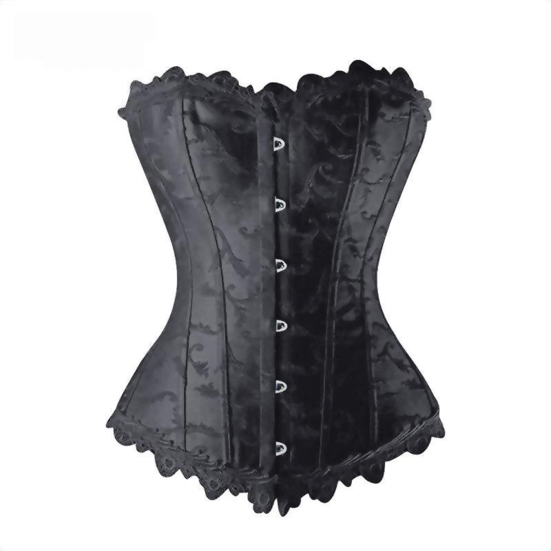 Sexy Leather Floral Bowknot Lace Corset - The Black Ravens