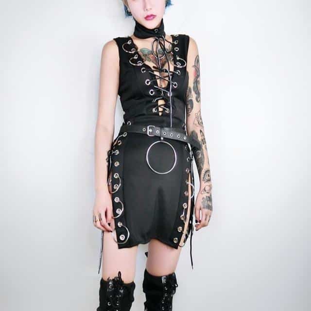 Sexy Rebel Punk Ladies' Buckled Dress - The Black Ravens