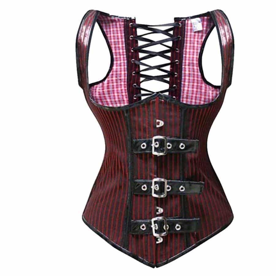 Sexy Red Striped Gothic Corset For Women - The Black Ravens