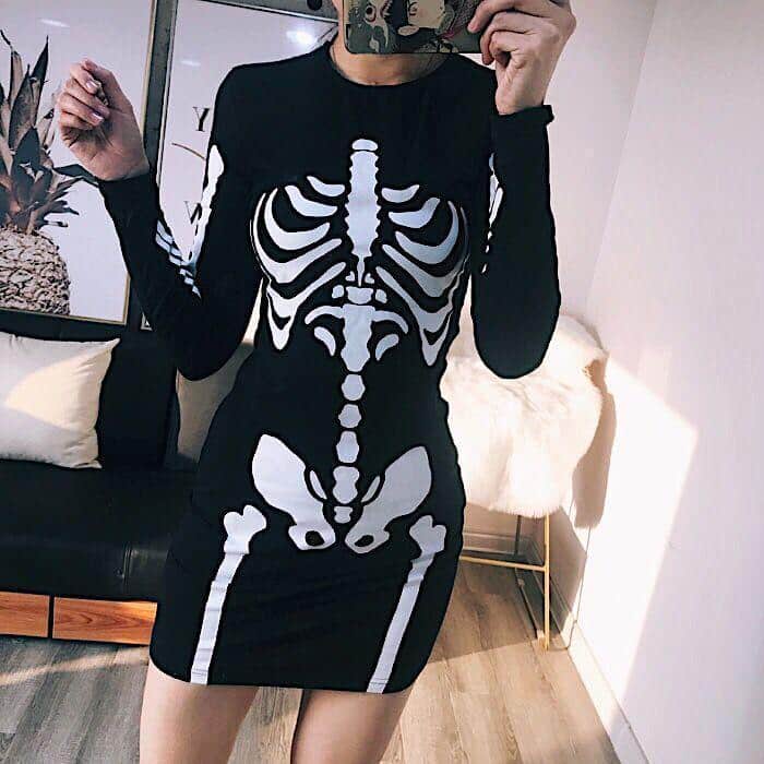 Sexy Skeleton Full Sleeve Dress - The Black Ravens