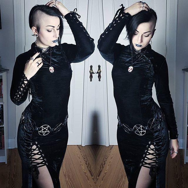 Sexy Slit Long Black Gothic Collar Dresses - The Black Ravens