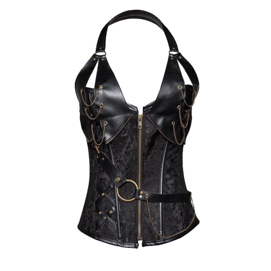 Sexy Steampunk Black Sequined Corset - The Black Ravens