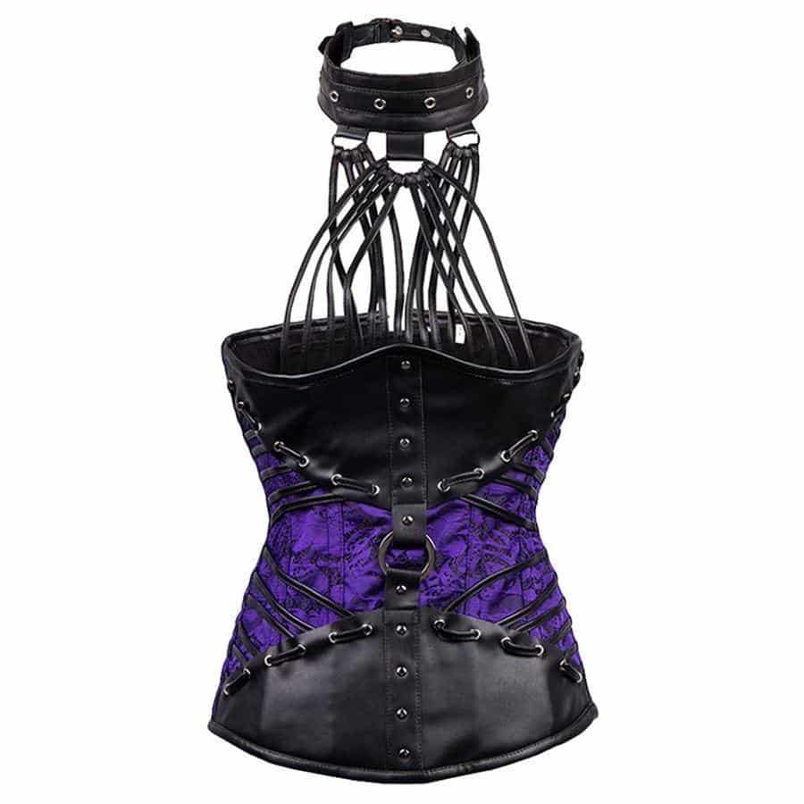 Sexy Steampunk Vintage Black and Purple Corset - Plus Size Included - The Black Ravens