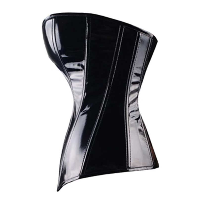 Sexy Wet Look Body Shaper Overbust Corset - The Black Ravens