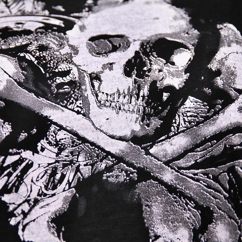 Skull and Bones Print Baggy Tops For Women - The Black Ravens