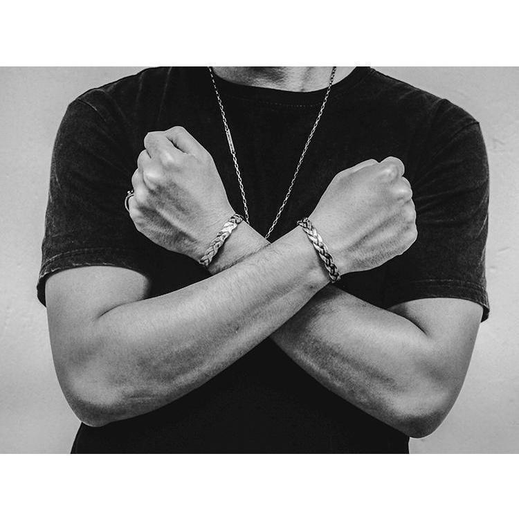 Strong Titanium Braided Rope Style Bracelets For Guys - The Black Ravens