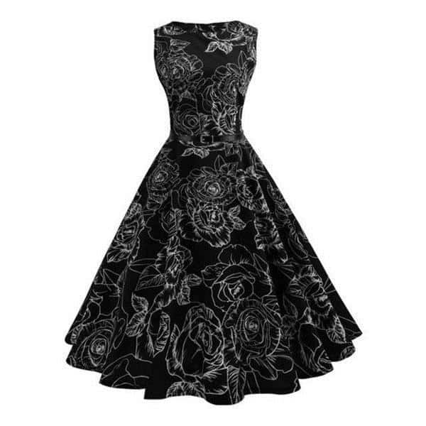Stunning Floral Print Retro Party Dress - The Black Ravens