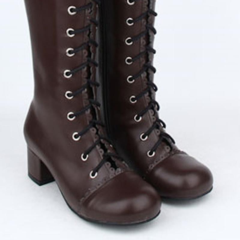 Tall Vintage High Heel Lace Up Lolita Boots - The Black Ravens