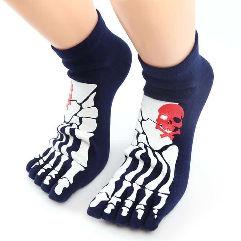 Thick Unisex Skeleton Print Cotton Knitted Foot Gloves - The Black Ravens