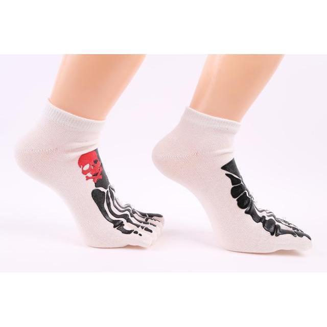 Thick Unisex Skeleton Print Cotton Knitted Foot Gloves - The Black Ravens