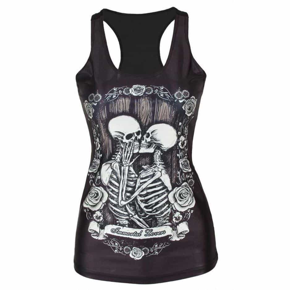 Tight Girls Kissing Skeletons T-Shirt - The Black Ravens