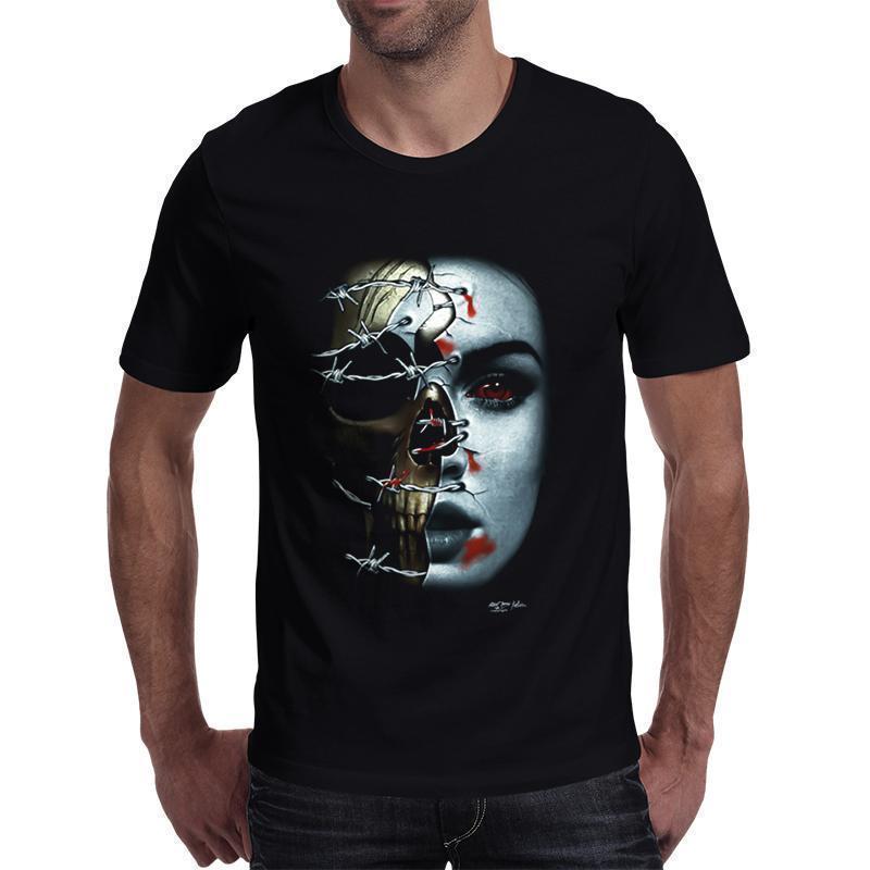 Two Face Beauty Skull Face T-Shirt - The Black Ravens