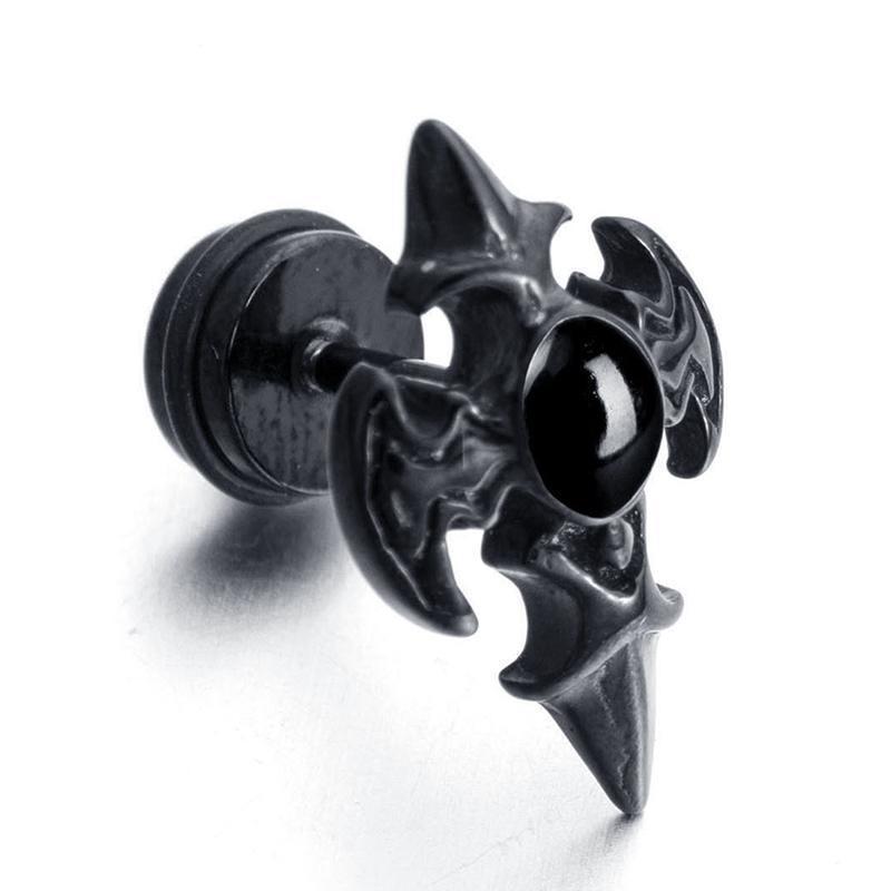 Unisex Crucifix Design Dark Earring Set - The Black Ravens