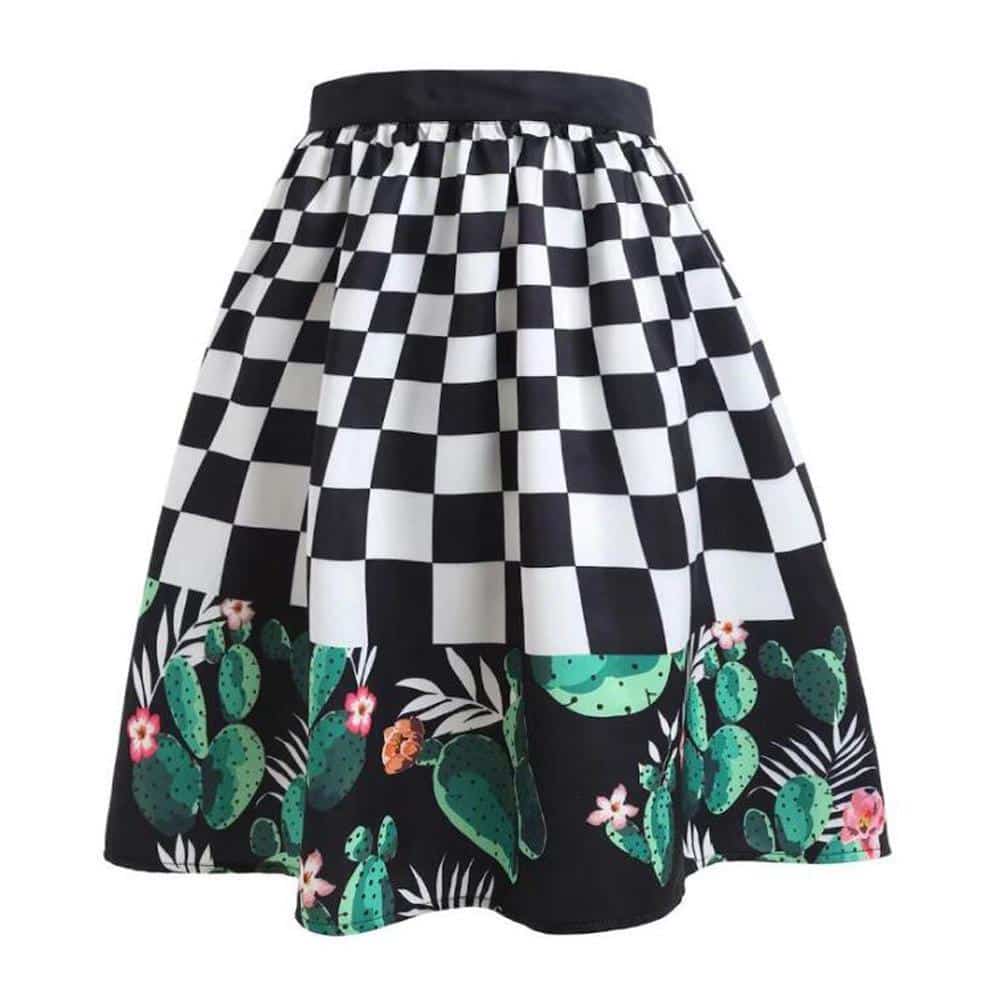Vintage Checkerboard Ladies' Plaid Skirt - The Black Ravens