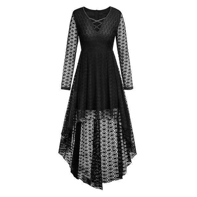 Vintage Gothic Chiffon Asymmetrical Dress - The Black Ravens